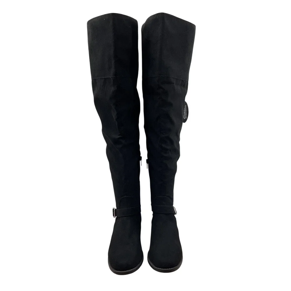 Sun + Stone Anyaa Black Over The Knee Wide Calf Boots Womens 7.5M F42199